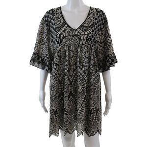 Akemi Kin Womens Sheer Floral Embroidered Print Empire Waist Dress Black Size 0